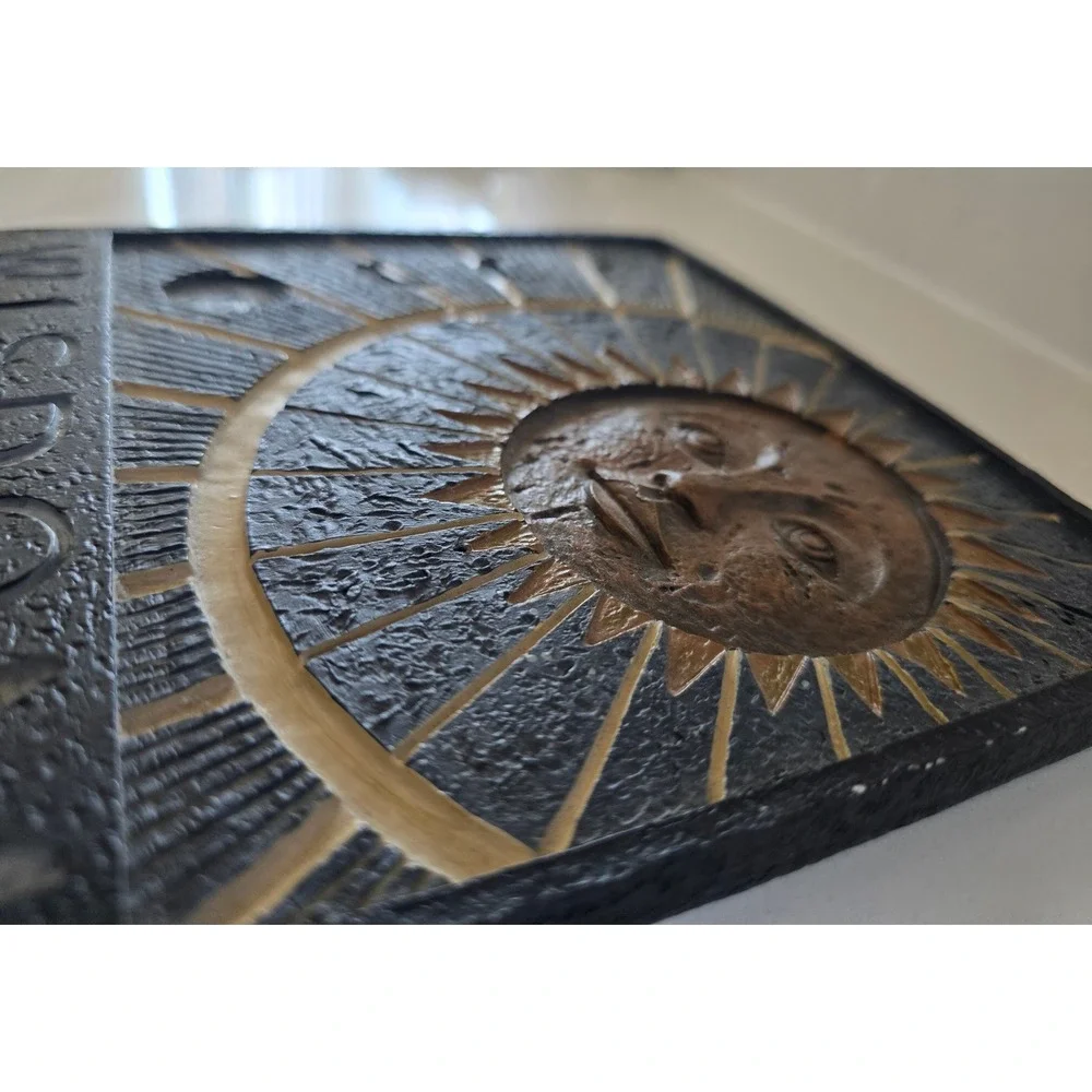 The Encore Group Stone Sol Wisdom Plaque Celestial Sun Moon Wall Art SG-1644